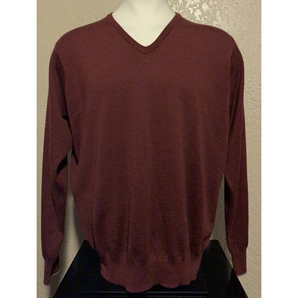 NEW Peter Millar Crown Comfort Men's XL V-Neck Cashmere Silk Acai Berry Sweater
